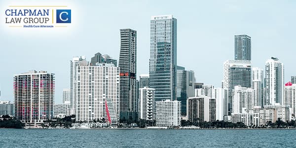 The skyline of Miami where Chapman Law Group practices health care compliance law.