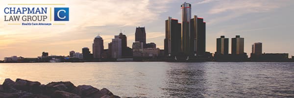 Image of the Detroit skyline where Chapman Law Group Health Care Attorneys practice.