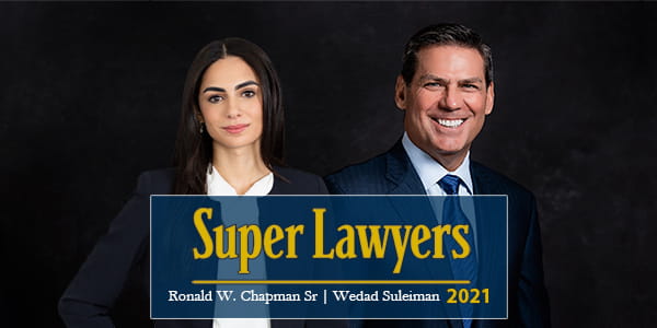 Image of Chapman Law Groups own healthcare compliance, and healthcare litigation attorneys Ronald W. Chapman, and Wedad Suleiman in representation of their "Super Lawyers" 2021 achievement.